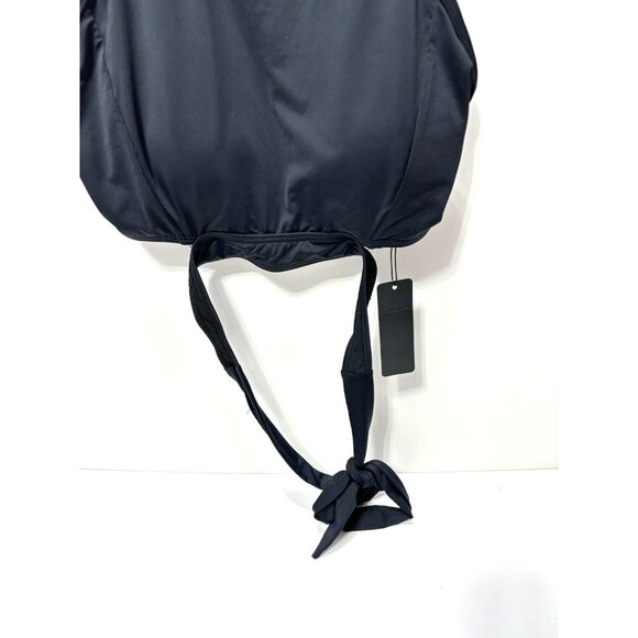 Women's Small Black Back Zipper Bathing Suit Swimwear Top with Wrap Around Strap - Picture 4 of 9